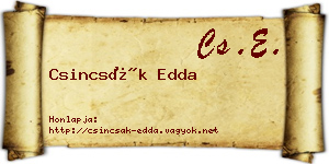 Csincsák Edda névjegykártya
